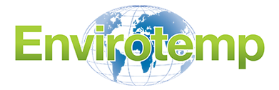 Envirotemp logo in green and blue with globe graphic