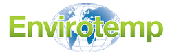 Envirotemp logo in green and blue with globe graphic