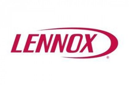 Lennox logo in red italic text with a red swoosh on a white background