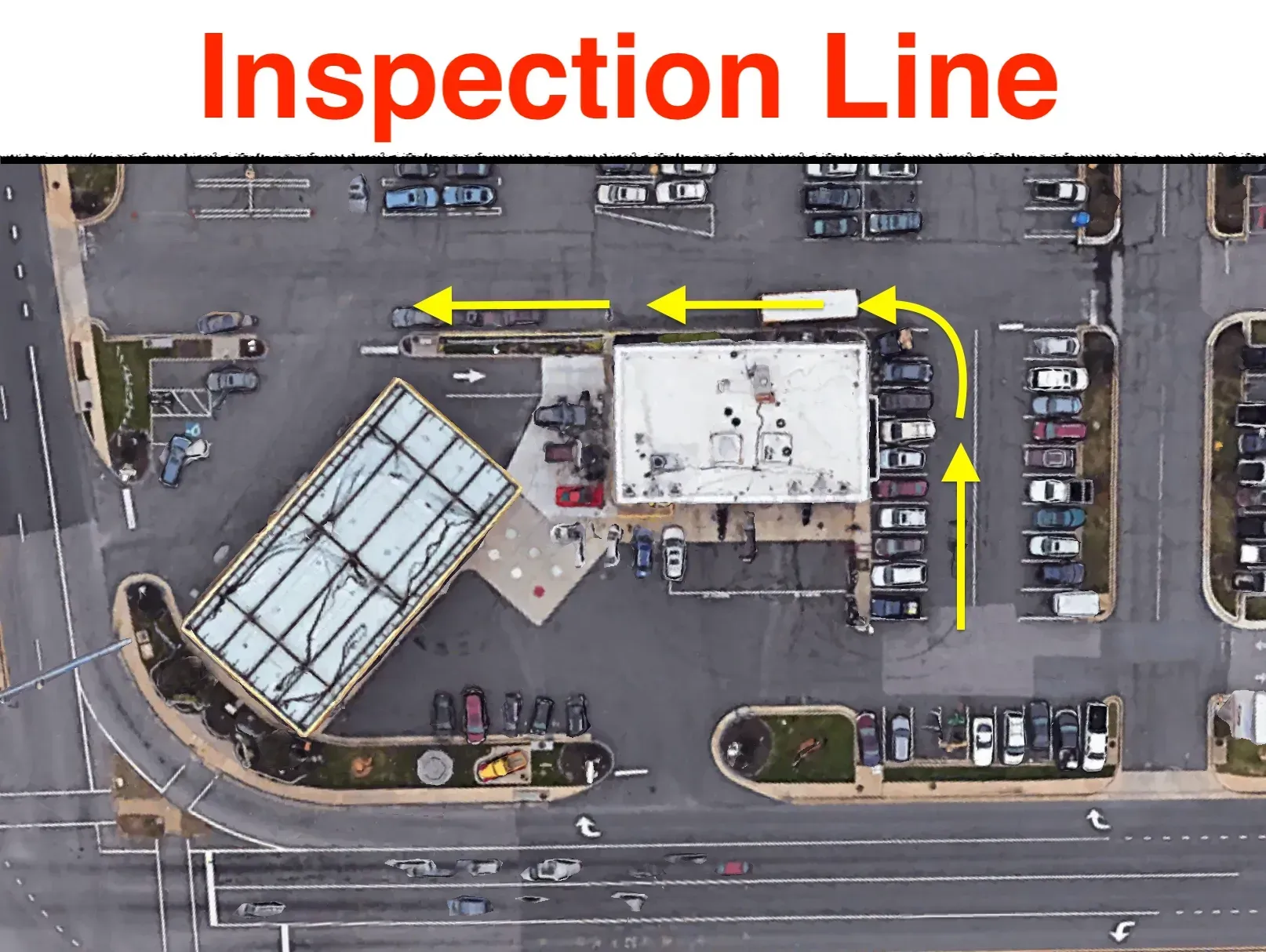 Inspection line directions at Cardinal Plaza Shell