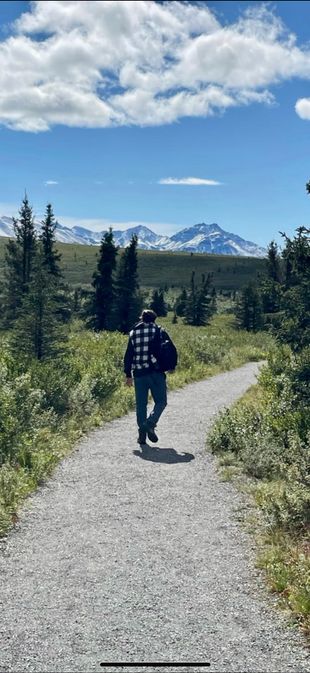 Man walking on trail