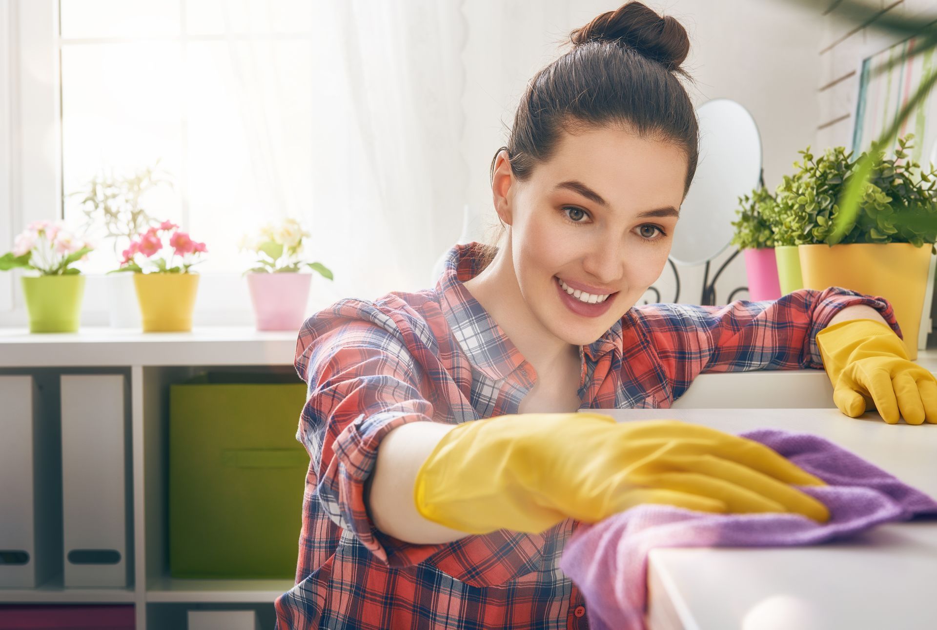 Woman Wiping the Table Top