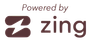A logo for a company called powered by zing