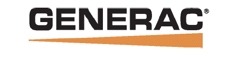A black and orange logo for generac on a white background.