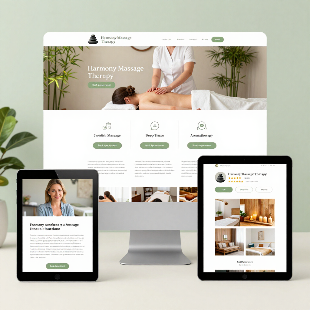 Wellness website mockup shown on desktop, tablet, and phone screens
