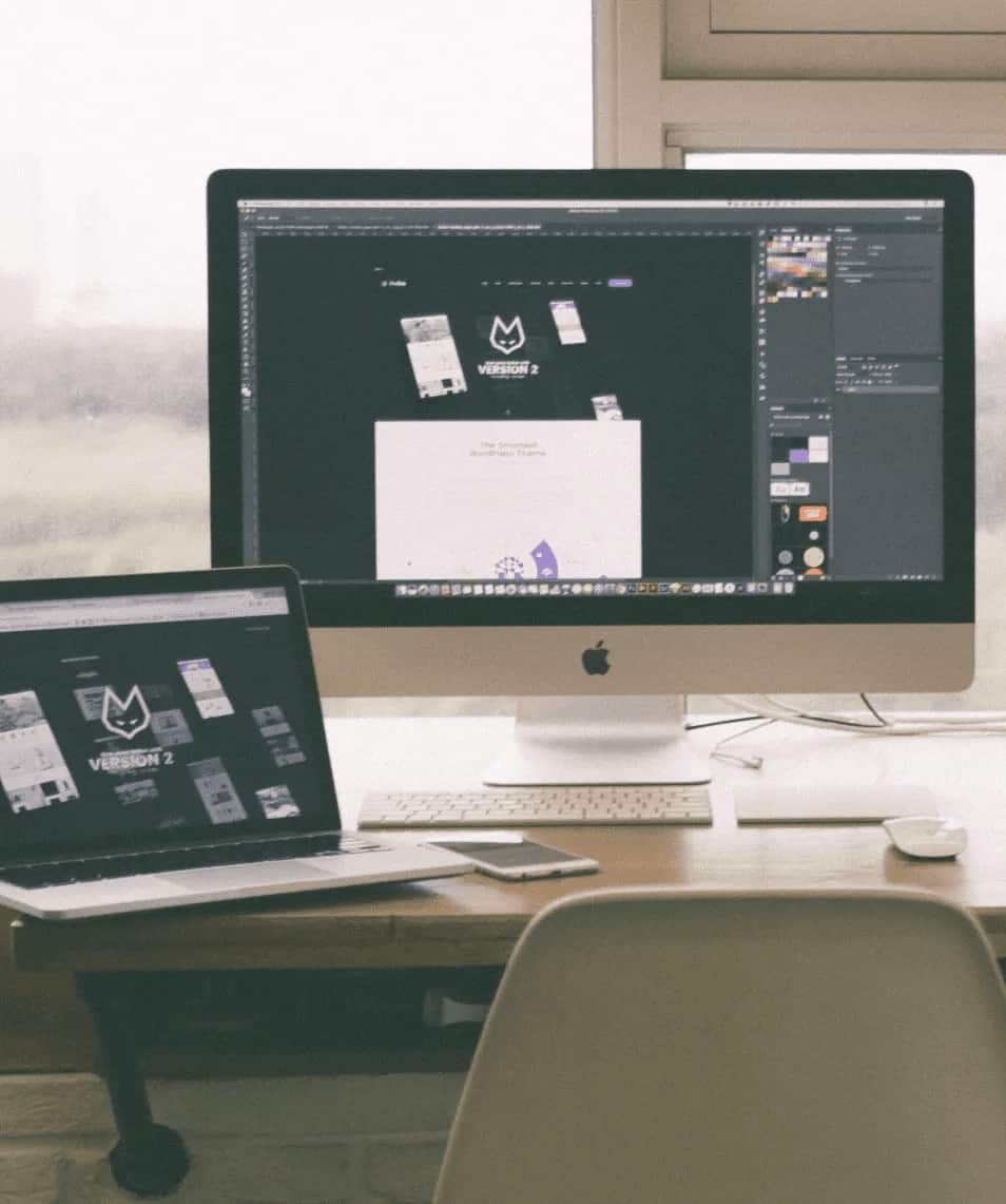 Mac laptop with editing software