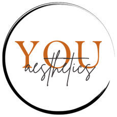 Circular logo with orange and black text reading “You Aesthetics” on a white background