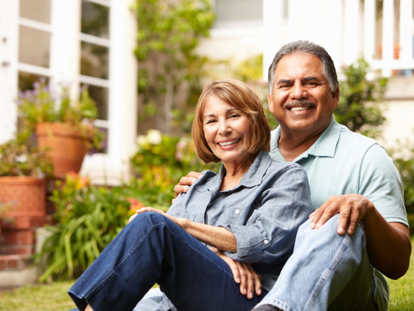couple relaxing in garden