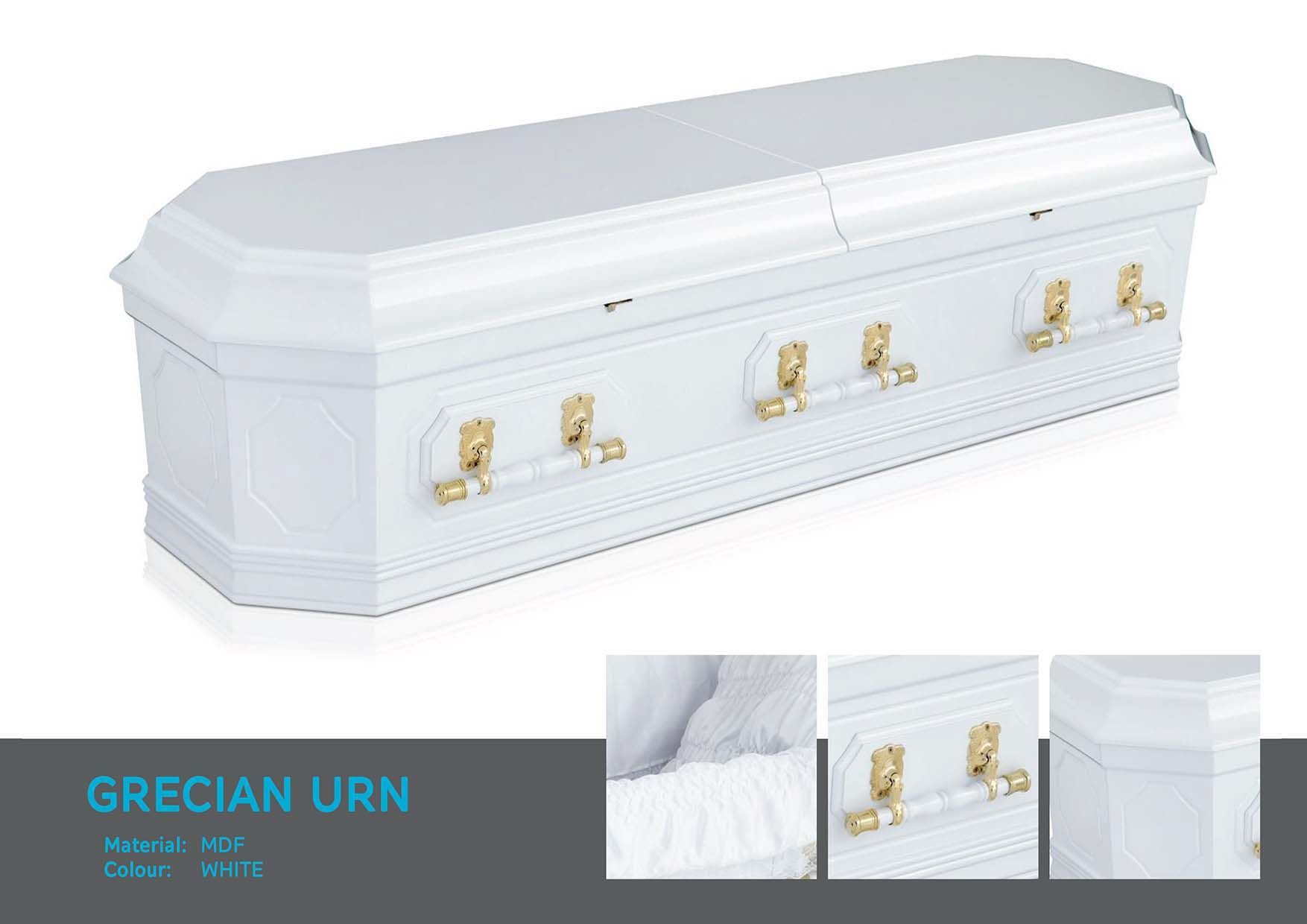grecian white coffin