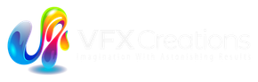 A colorful logo for a company called vfx creations