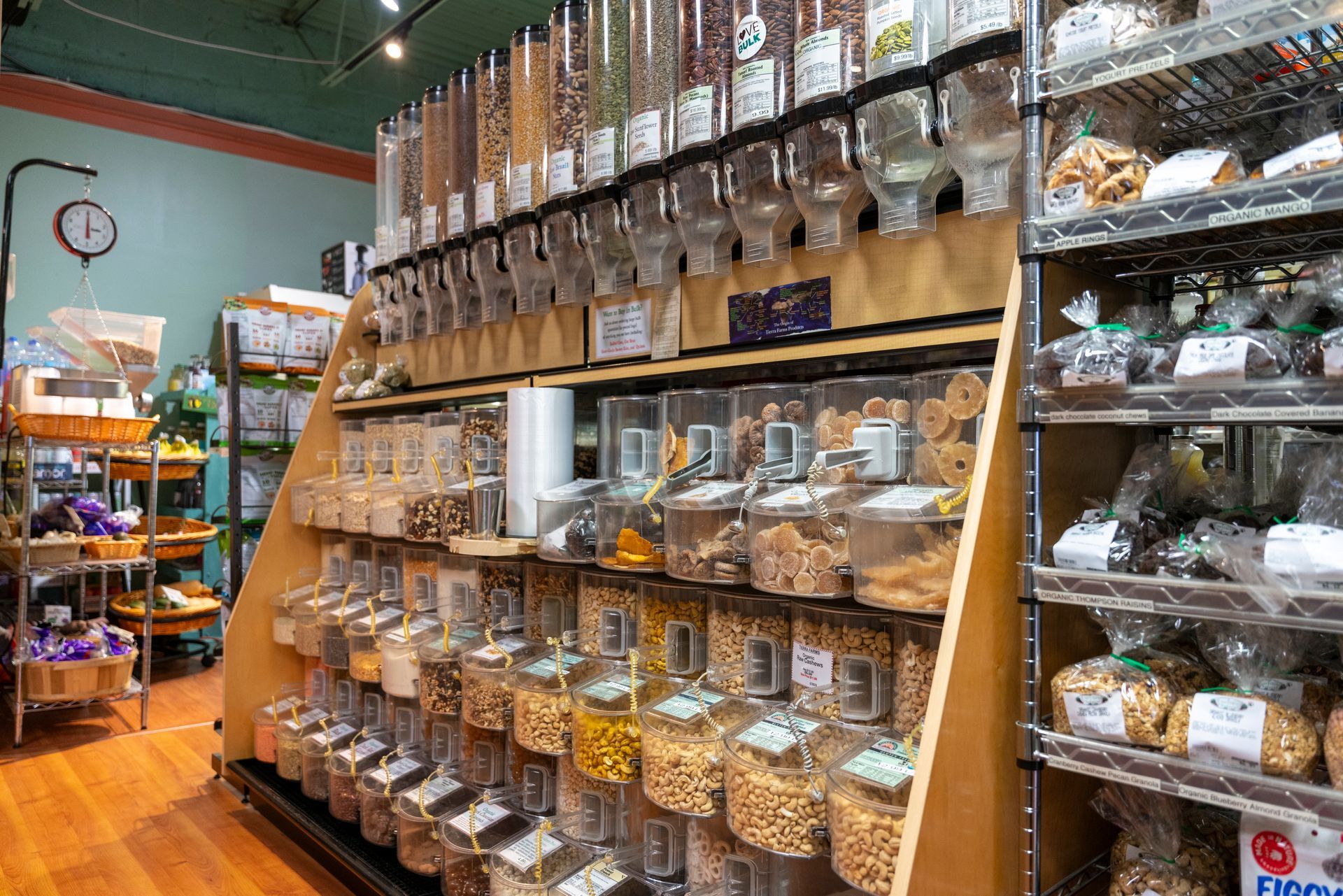 A grocery store filled with lots of jars of food.