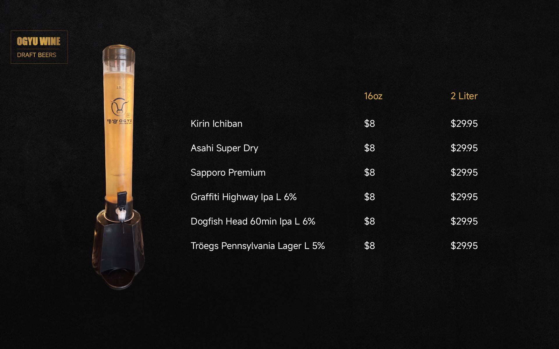 Black-and-gold liquor bottle beside a list of cocktail ingredients and measurements on a dark background
