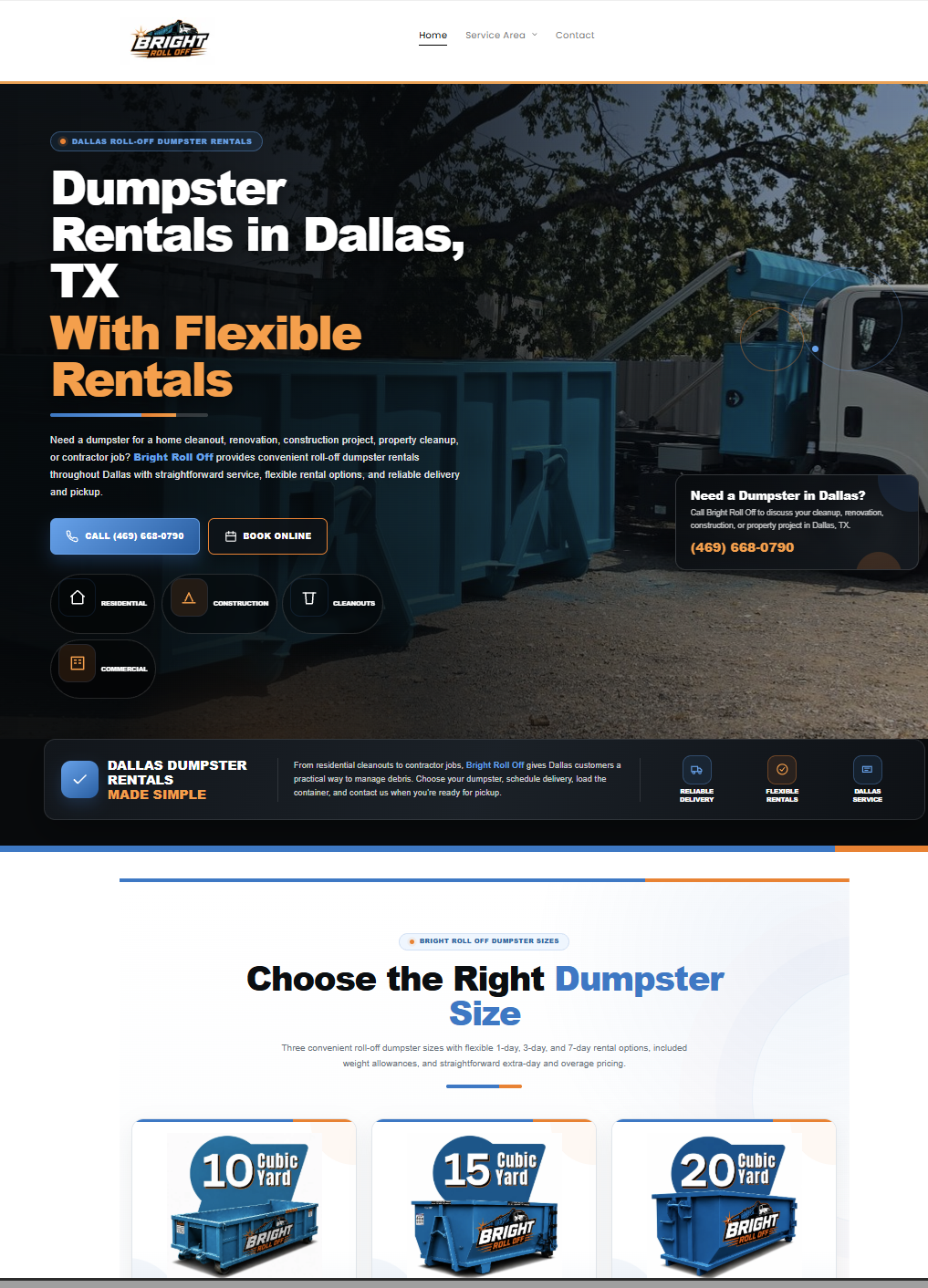 Bright Roll Off website designed by Junk Removal Money
