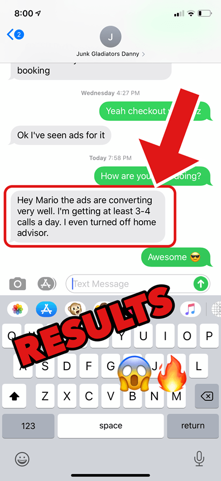 Junk removal marketing client results