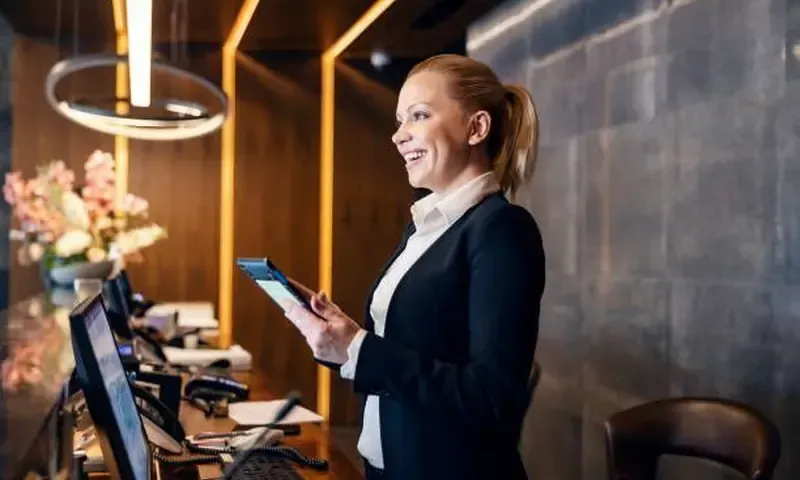 A hotel reception desk