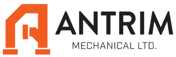 The logo for antrim mechanical ltd. is orange and black