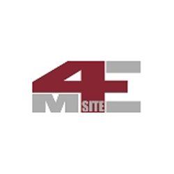 A red and gray logo for a company called 4m site.