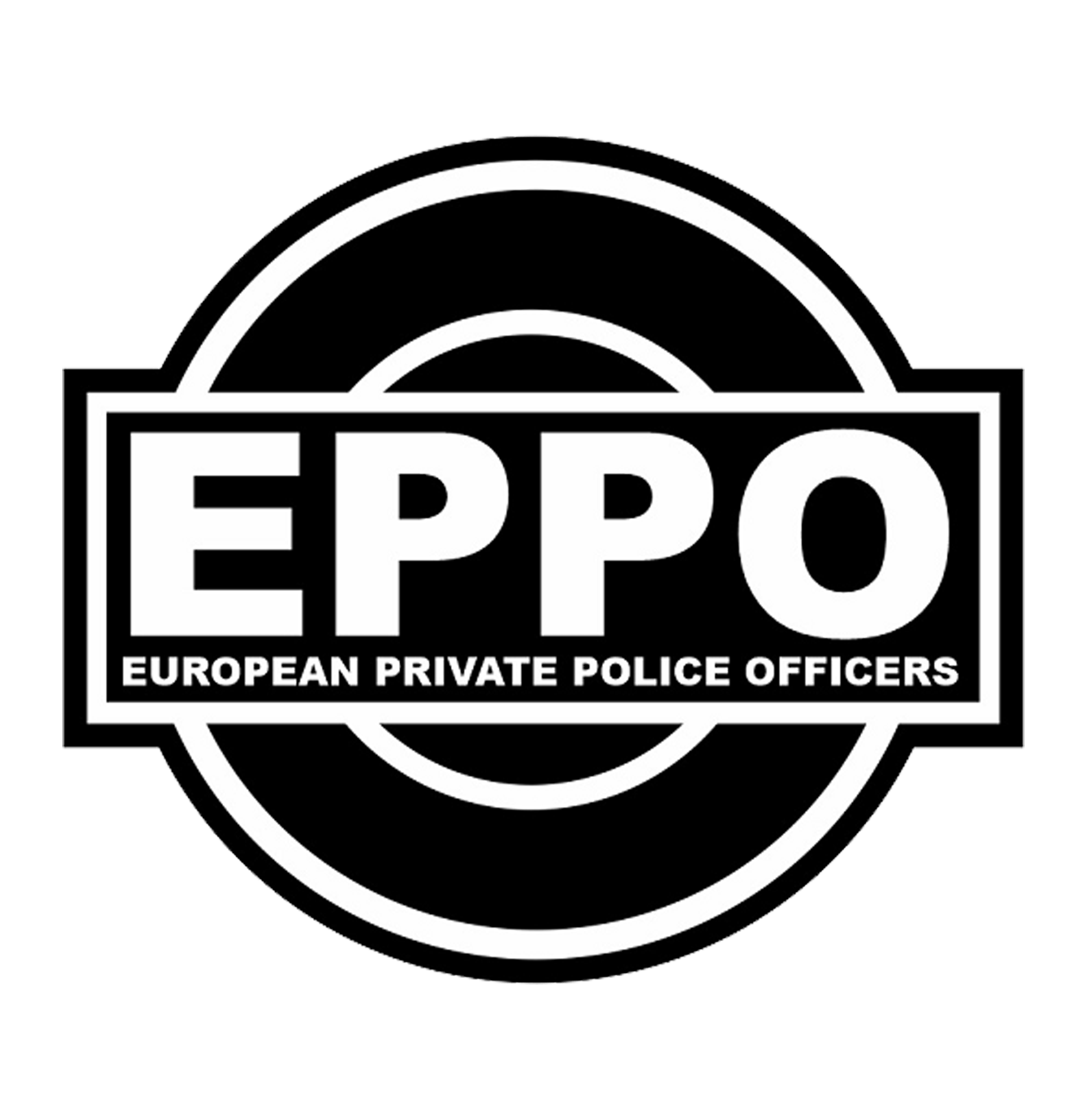 Ασπρόμαυρο λογότυπο: «EPPO» μέσα σε ορθογώνιο, περιτριγυρισμένο από κύκλο. Το παρακάτω κείμενο αναφέρει «ΕΥΡΩΠΑΪΚΟΙ ΙΔΙΩΤΙΚΟΙ ΑΣΤΥΝΟΜΙΚΟΙ».