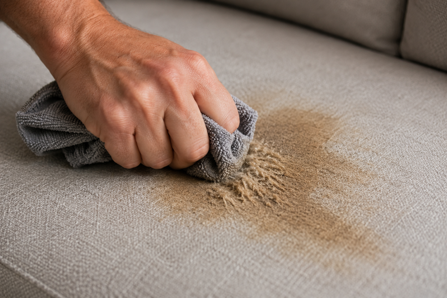 scrubbing couch stain making upholstery worse