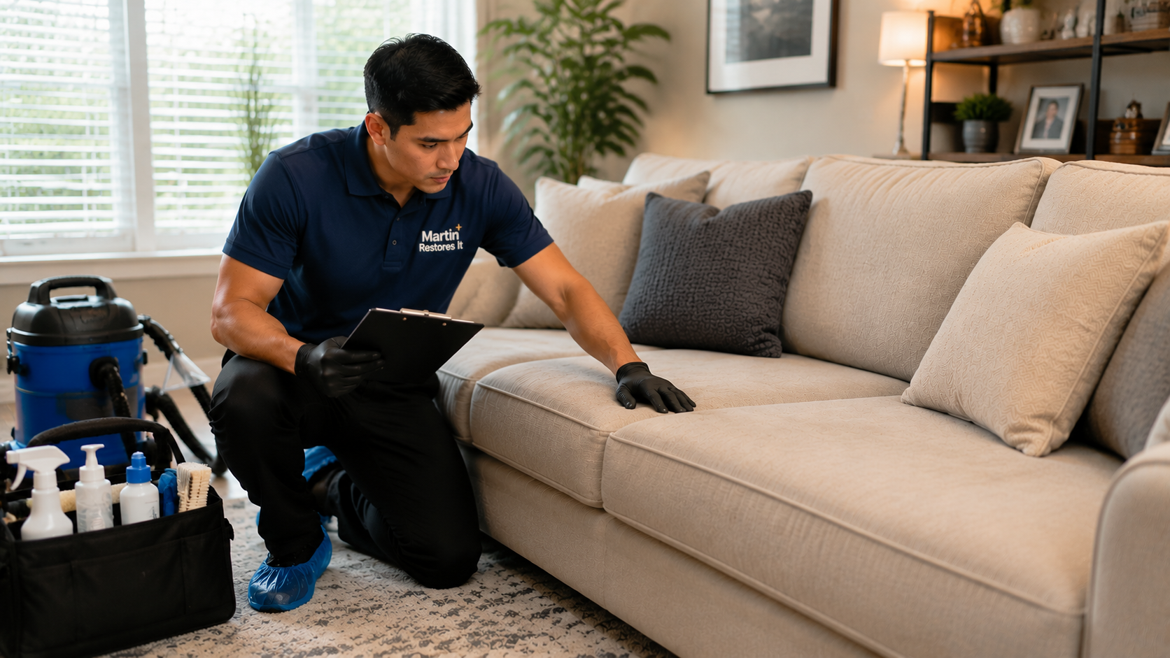 upholstery cleaning technician home service inspection