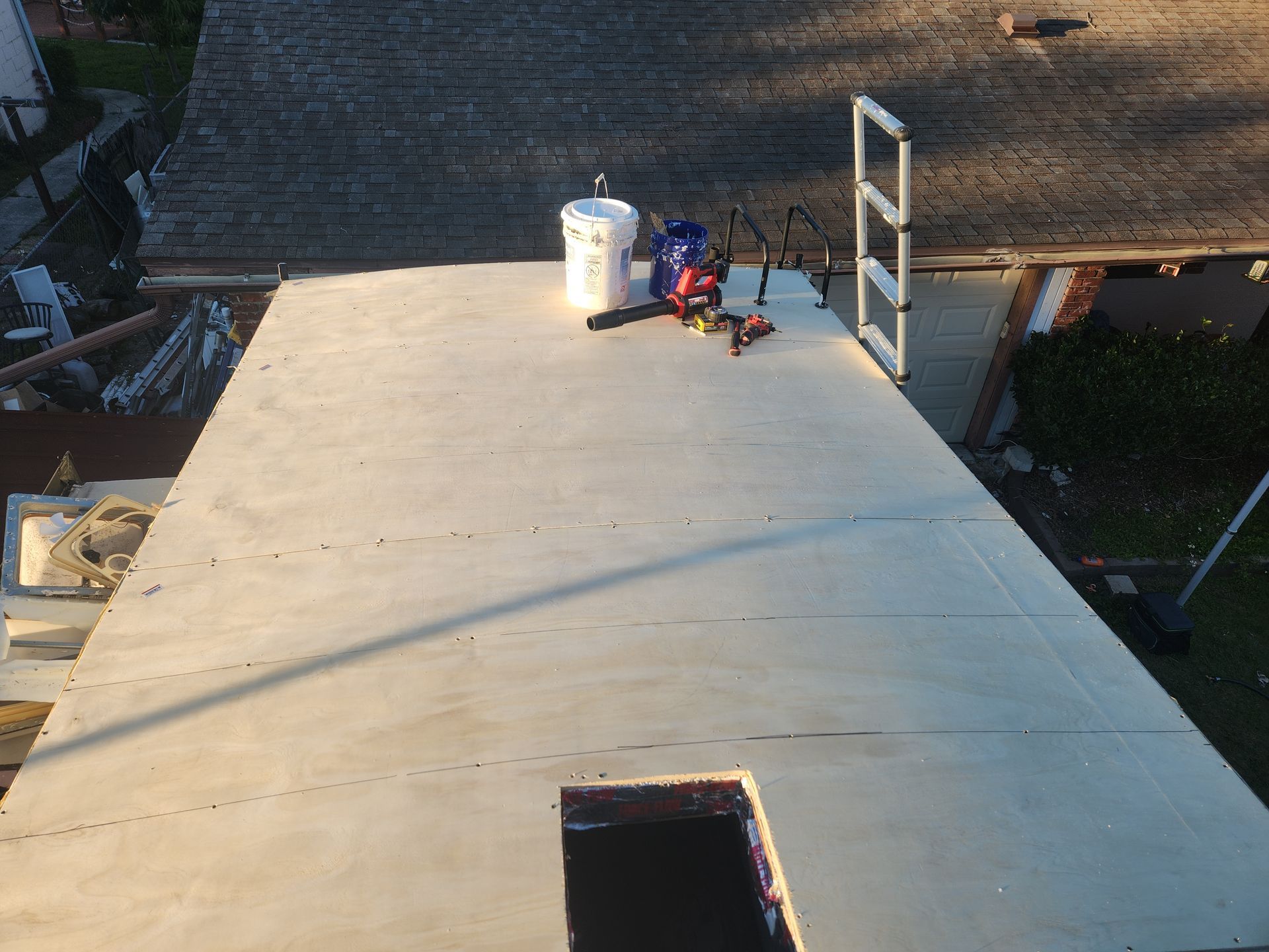 A roof with new decking