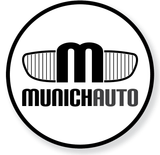 A black and white logo for munichauto in a circle.