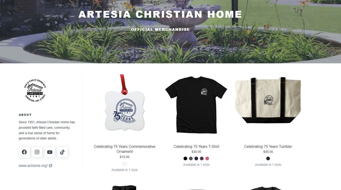 Picture of the Artesia Christian Home Store Front on Bonfire.com