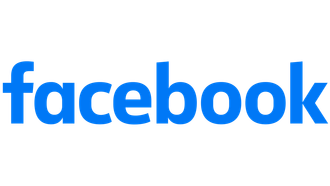 Facebook logo in blue text on white background.