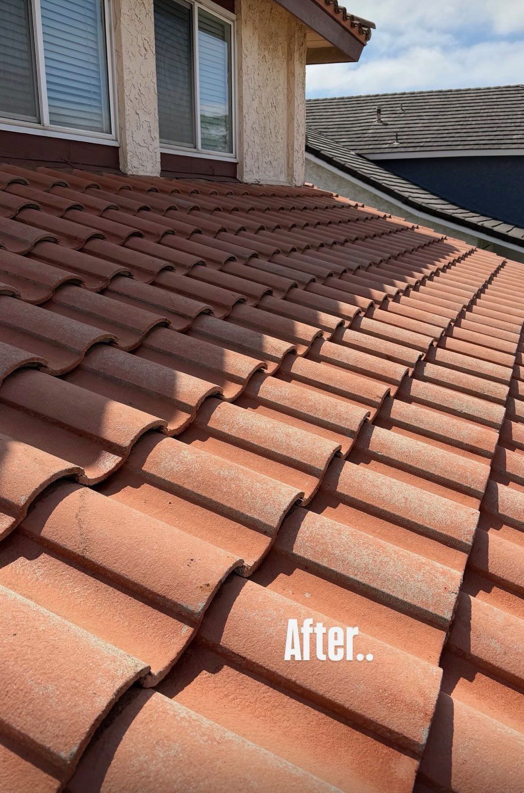 Terracotta tile roof with dormer windows, labeled “After”