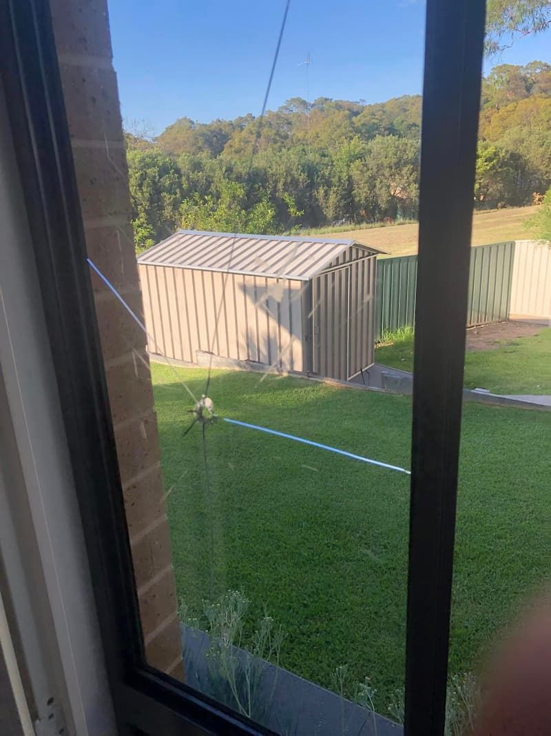 Window With Cracked Glass, Showcasing The Resilient Durability of Pelican Glass — Pelican Glass in Pelican, NSW