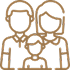 Two outlined people standing side by side in brown line art