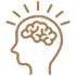Lightbulb outline with a brain inside, suggesting an idea or insight