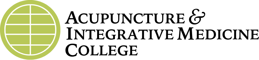 Logo for Acupuncture & Integrative Medicine College, with a globe icon.