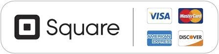 A square logo with visa , mastercard , american express and discover logos