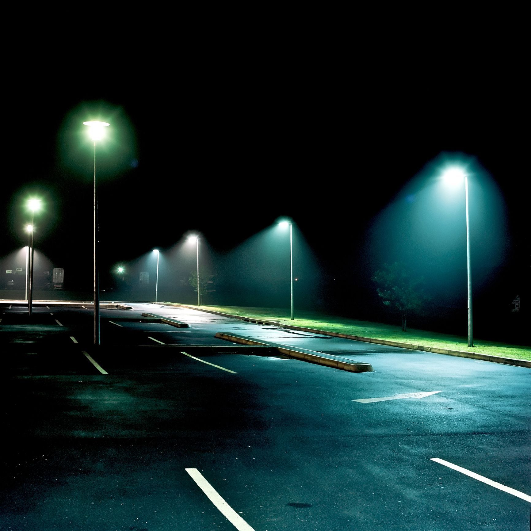 Car Park Illuminated at Night