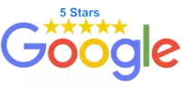 Google logo with 5 gold stars, indicating a 5-star rating.