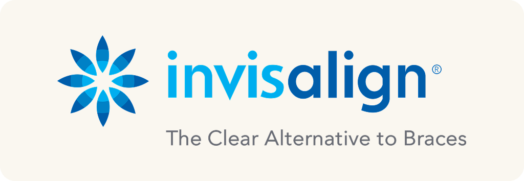 Invisalign logo with a blue flower and text