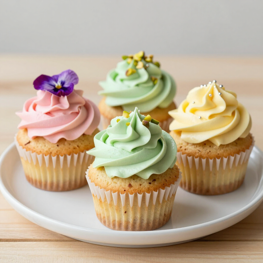 Beautiful vegan cupcakes with artisanal frosting
