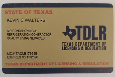 Texas Department of Licensing and Regulation card for Kevin C. Walters, tan with Texas logo