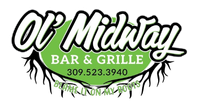 Ot&rsquo; Midway Bar & Grille logo with green oval, black script, and phone number 309-523-3940