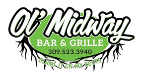 Ot&rsquo; Midway Bar & Grille logo with green oval, black script, and phone number 309-523-3940