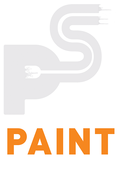 Logo with pale gray paint gun icon and orange “PAINT” text on white background