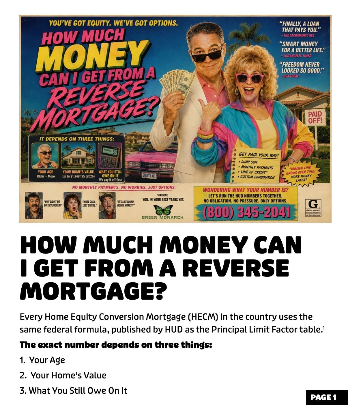 How much money can I get from a reverse mortgage?