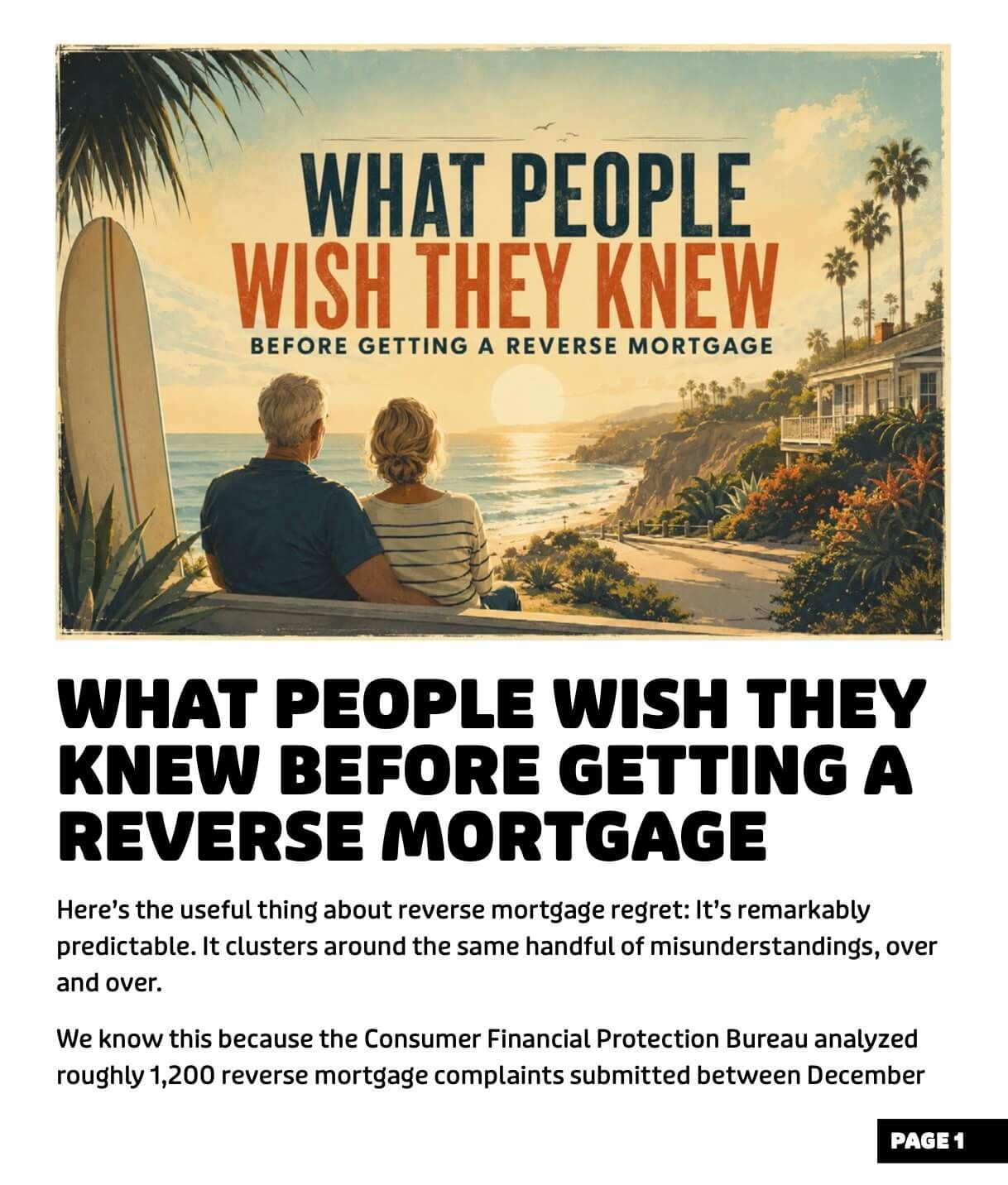 What people wished they knew before getting a reverse mortgage?