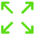 Four bright green arrows pointing to the four corners on a white background