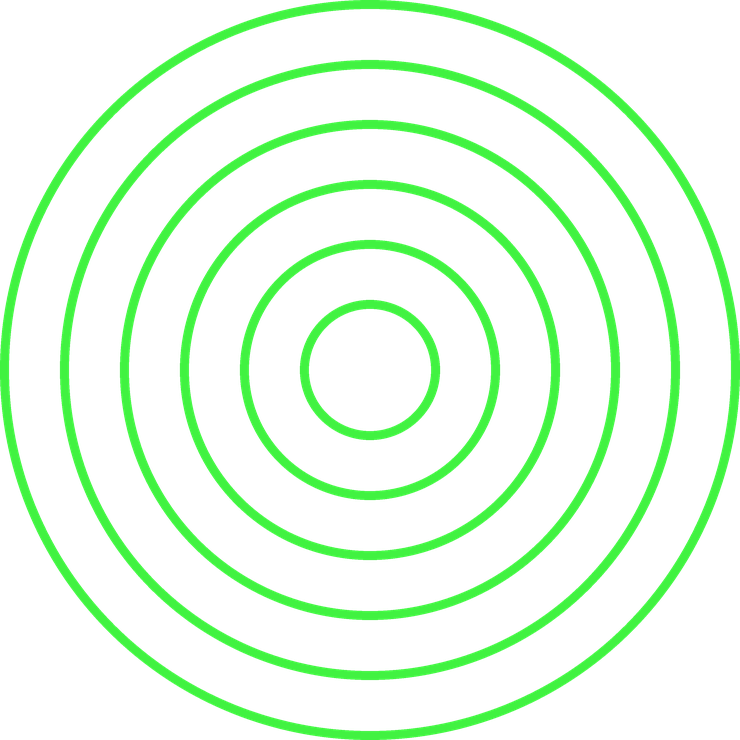 Four bright green arrows pointing to the four corners on a white background