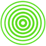 Green concentric circles forming a target-like pattern on a white background