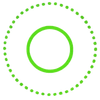 Green dotted outer circle with a solid green inner circle on a white background