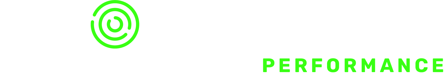 Green spiral logo with the word “PERFORMANCE” in green text on white background