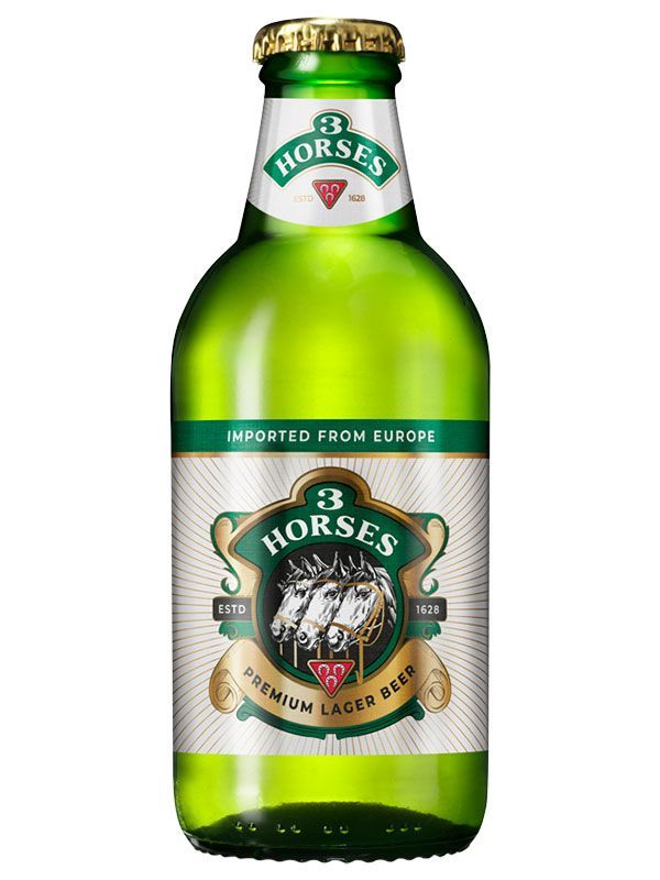 3 horses premium lager beer